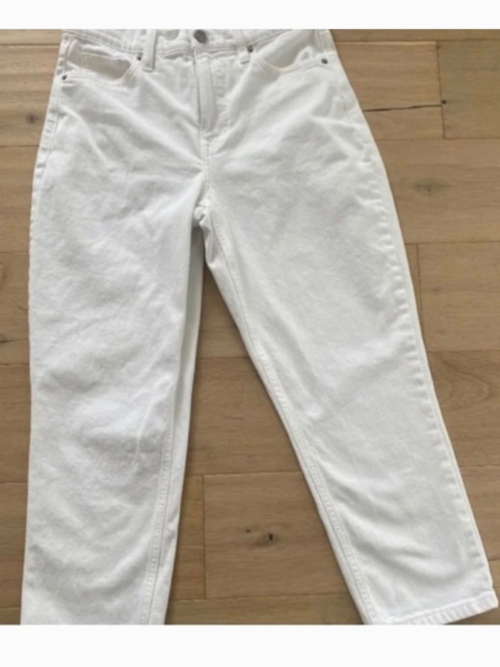 DKNY High Rise Straight Leg Crop White Jeans Size 27
